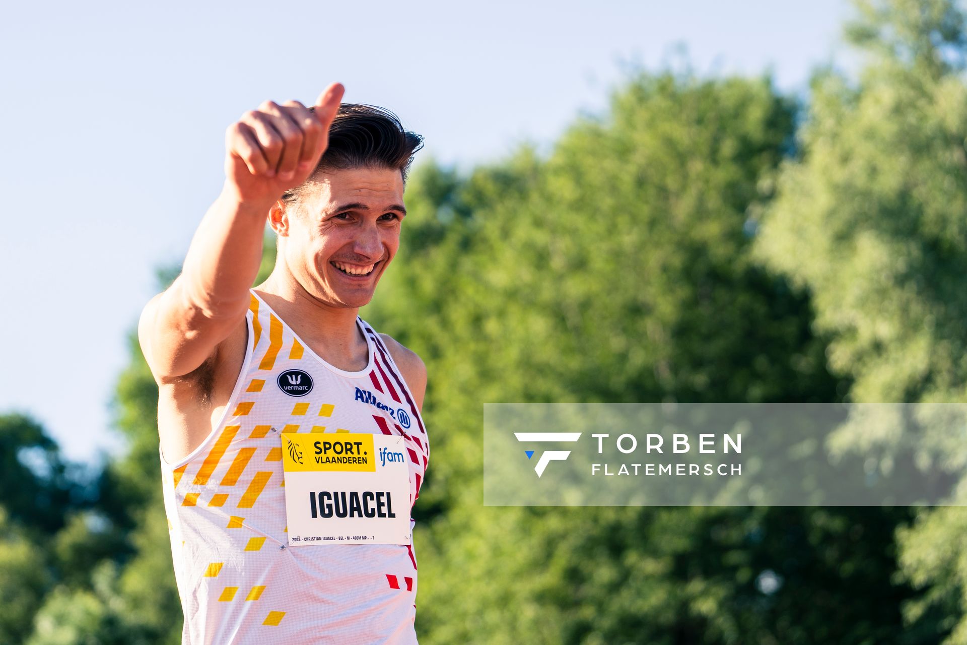 Christian Iguacel (AC Lyra) am 28.05.2022 waehrend der World Athletics Continental Tour IFAM Oordegem in Oordegem